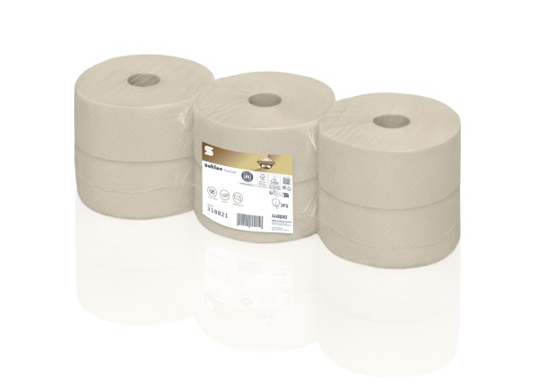 Satino PureSoft Jumbo Toilettenpapier 2-lagig 9,2x25cm 380m Lauflänge Prägung Waffel