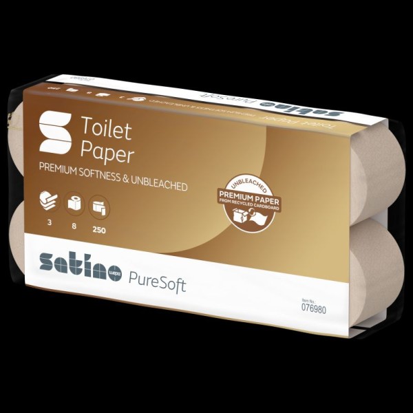 Satino PureSoft Toilettenpapier 3-lagig 9,4x12cm Prägung Waffel 9x8Rollen/Packung