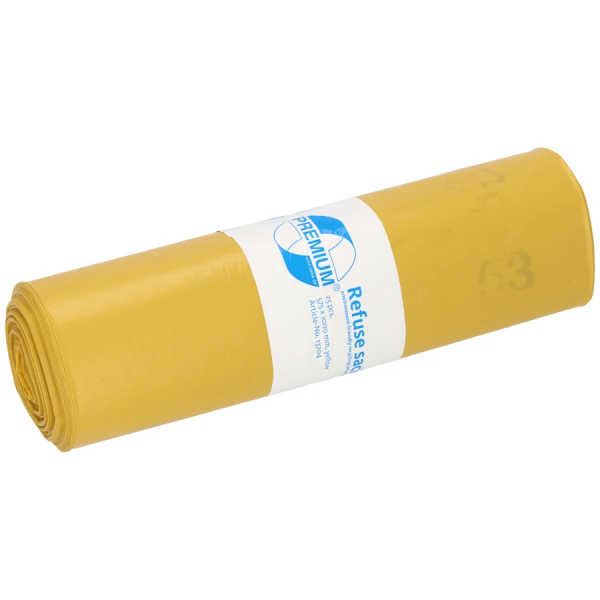 Abfallsäcke 70L gelb T20 LDPE 575x1000mm 50 St./Ro. 10 Ro./Karton