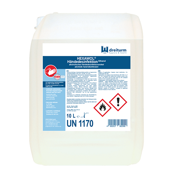 HEXAWOL Händedesinfektion Ethanol 10l, BauA-Nr.: N-88370