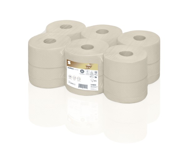Satino PureSoft Jumbo Toilettenpapier 2-lagig 9,2x25cm 180m Lauflänge Prägung Waffel