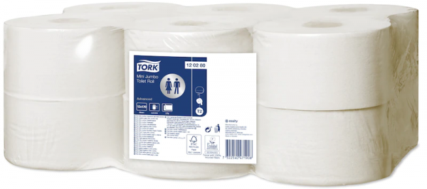 Tork Mini Jumbo Toilettenpapier (T2) Advanced 2-lagig weiß, 12 Ro. à 170m