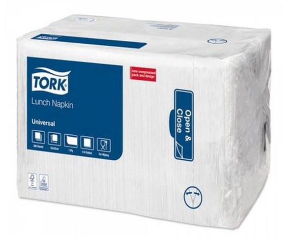 Tork Lunchservietten 1-lagig weiß 1/4 Falz, 33x33cm, 8x500 Stück Universal